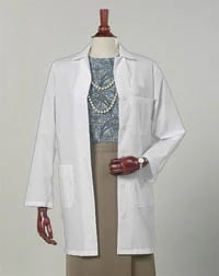 Fashion Seal Ladies Twill Lab Coat, 34.5"L, White, 65% Polyester/35% Cotton, 3 Pockets, 3X Large, Style 436