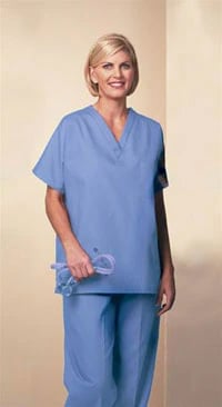 Fashion Poplin® Fashion Scrub Shirt, Unisex, Ceil Blue, XXXX-Large (4XL), V-Neck, 1 Left Breast Pocket, 65% Polyester/35% Cotton, 78737