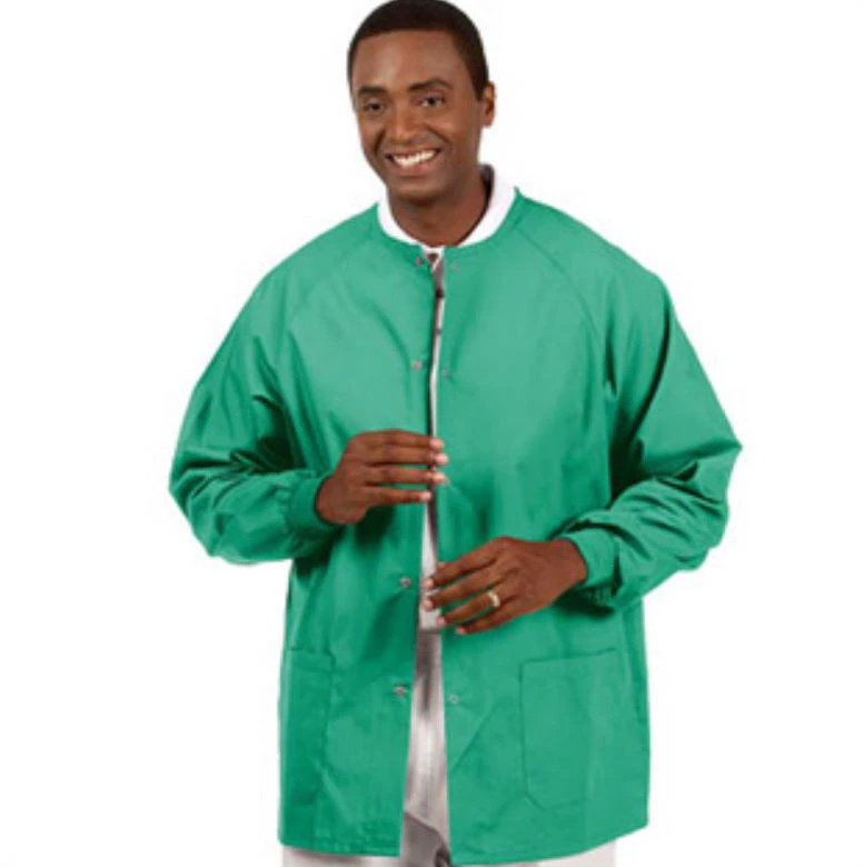 Fashion Seal Healthcare® Unisex Warm Up Jacket, Extra Large, Jade, 55% Cotton/45% Polyester, Snap Front, 2 Pockets