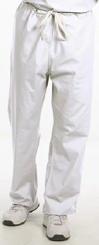 Fashion Seal Scrub Pants, 100% Cotton, Drawstring, 1 Pocket, Reversible, Large, White