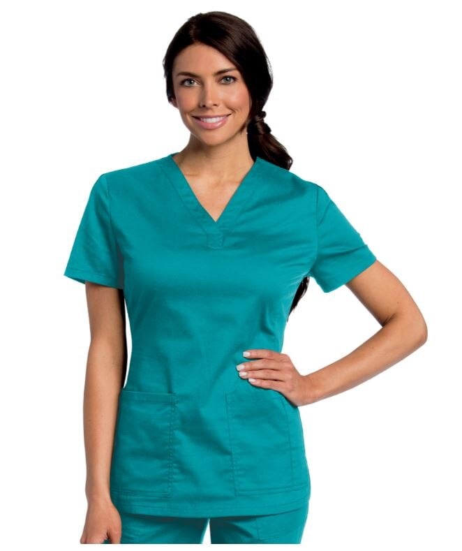 Landau Uniforms Scrub Top Reversible Unisex, 1 Pocket, V-Neck, Small, Teal, 65% Polyester/35% Cotton, 7502