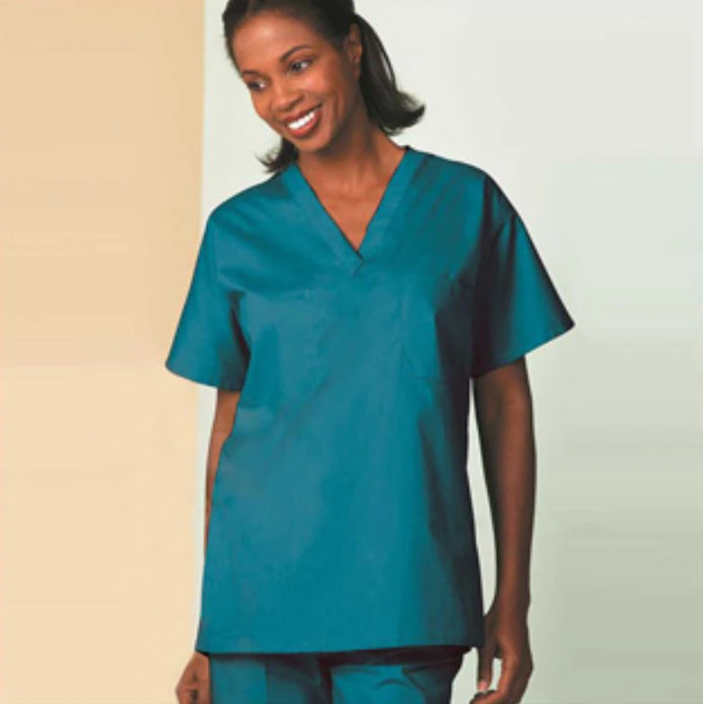 Fashion Seal Healthcare® Unisex Set-In Sleeve Scrub Shirt, V-Neck, Short Sleeve, Teal, Medium, 1 Each