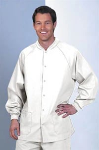 Fashion Seal Unisex Knit Collar Warm-Up Jacket, Long Raglan Sleeves, Knit Cuffs, Adult, White, Large, Each