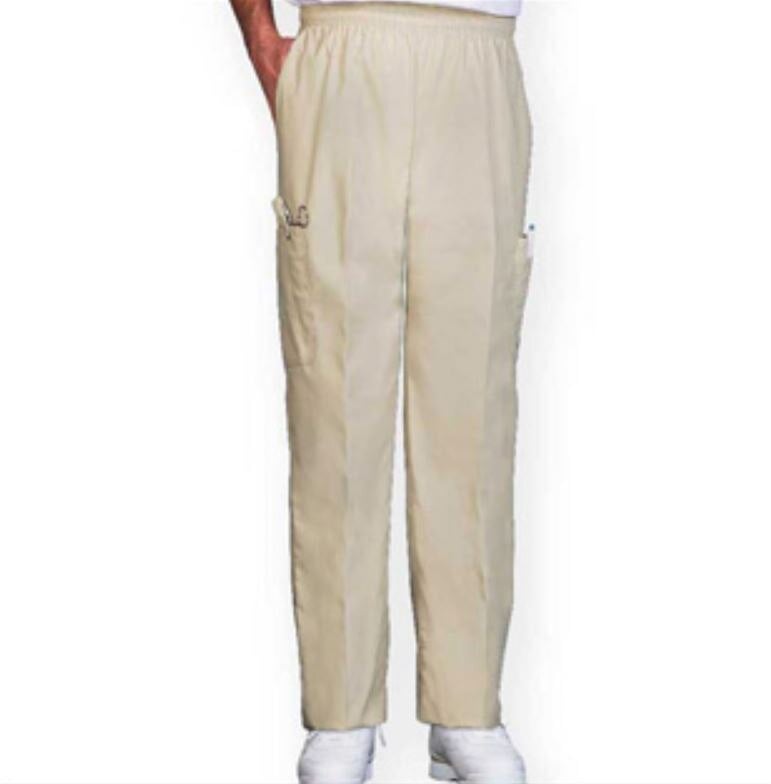 Fashion Seal Unisex Scrub Pant, 65% Polyester / 35% Cotton, Drawstring, Elastic Waistband, 4 Pockets, Large, Tan, Style 7433