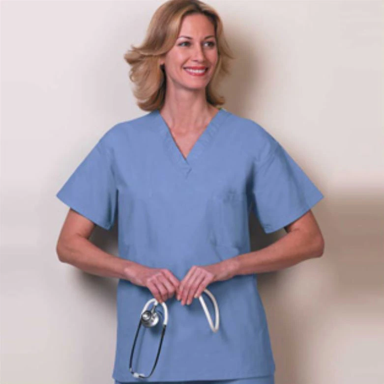 Superior Uniform Ciel Blue Reversible Scrub Shirt, Unisex X-Large, 100% Cotton, Latex-Free, Non-Sterile, 1 Each