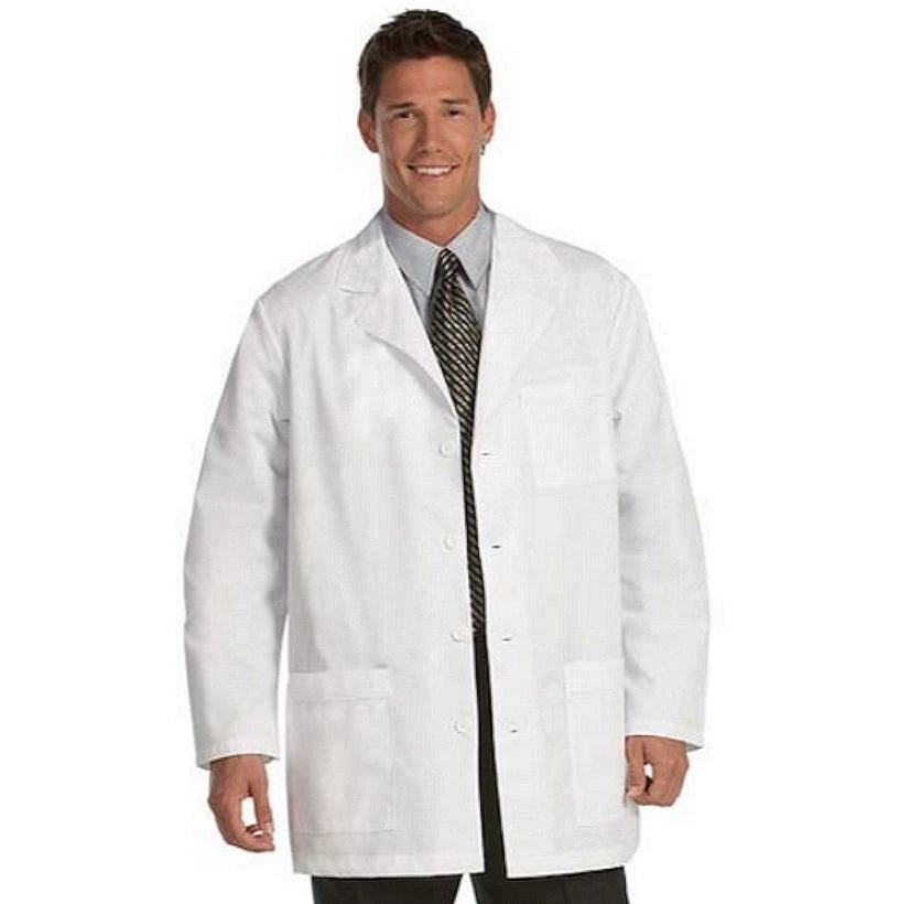 Fashion Seal Lab Coat, Men's Short, 34" Length, White, 65% Polyester / 35% Cotton, 3 Pockets, Style 447