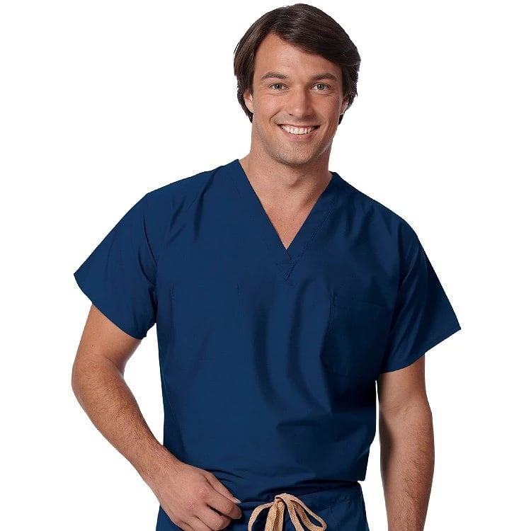 Fashion Seal Healthcare® Unisex Set-In Sleeve Scrub Shirt - Navy, Extra Large, 55% Cotton/45% Polyester, 01KEZKNM0B027T4V65C9RNJJFA