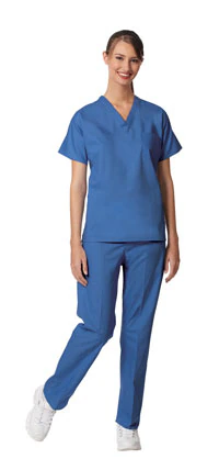Fashion Blend® Ciel Blue Reversible Scrub Shirt, Unisex XXXX-Large, 55% Cotton/45% Polyester, Latex-Free, Non-Fluid Resistant