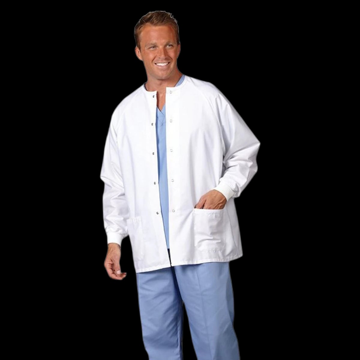 Fashion Seal Unisex Warm-Up Jacket, White, 2 Pockets, 4X Large, Each