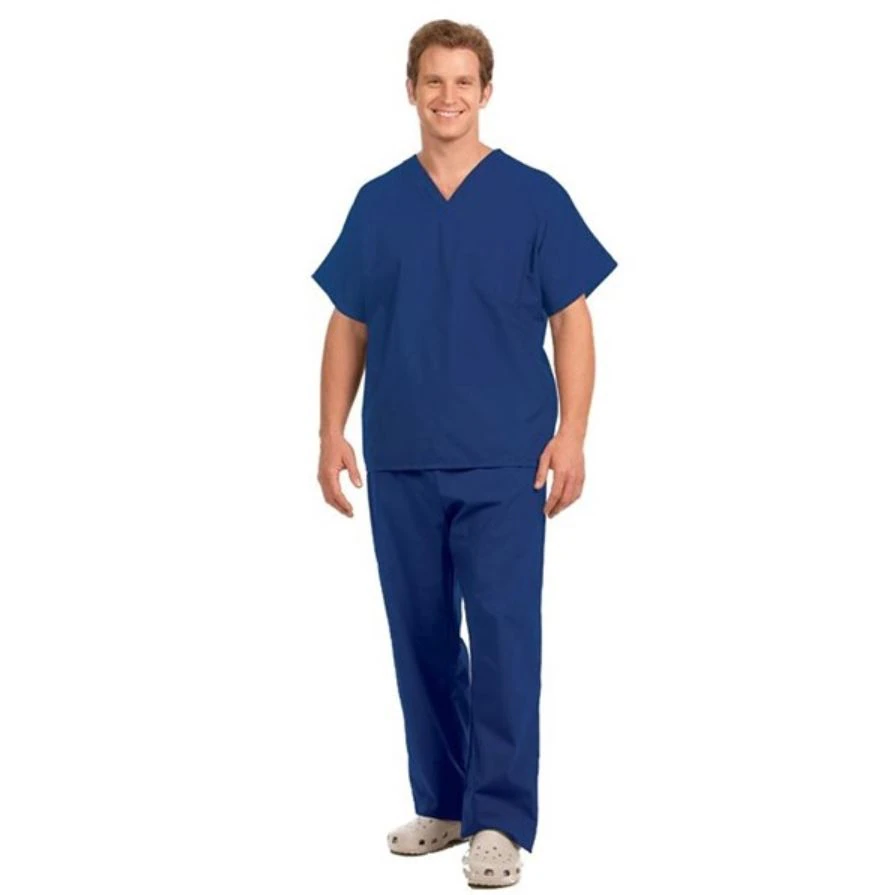 Fashion Poplin® Navy Tall Scrub Shirt, Unisex, Large, Latex-Free, Non-Fluid Resistant, 65% Polyester/35% Cotton