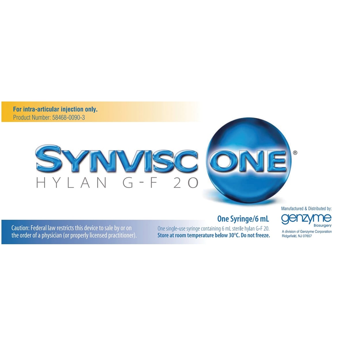Synvisc ONE Syringe 8mg/mL Prefilled Syringe 6mL Each, 01KT0J09C666TJWHJ2AFMC28BA