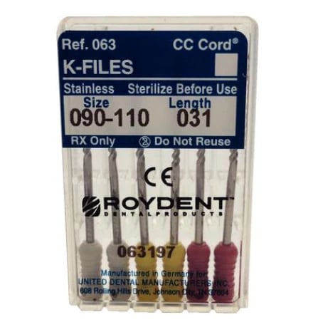 Roydent K-Type Files, 31mm, Assorted #90-110, 6/Pack, 06331170R