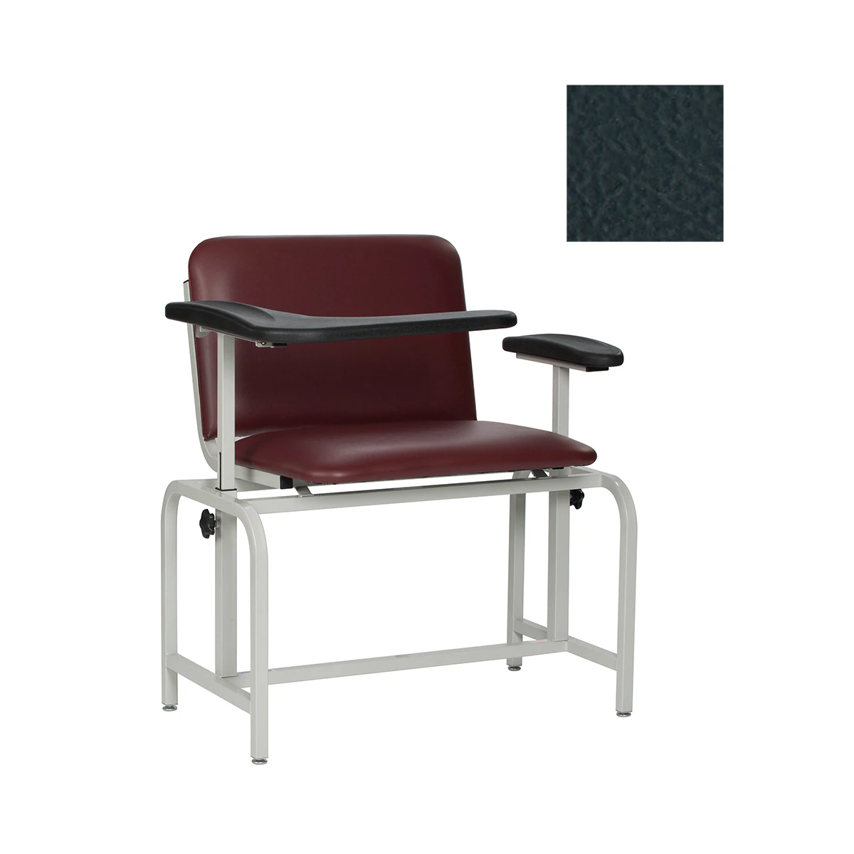 Winco Mfg Blood Draw Chair, Black Steel, 450 lb Capacity