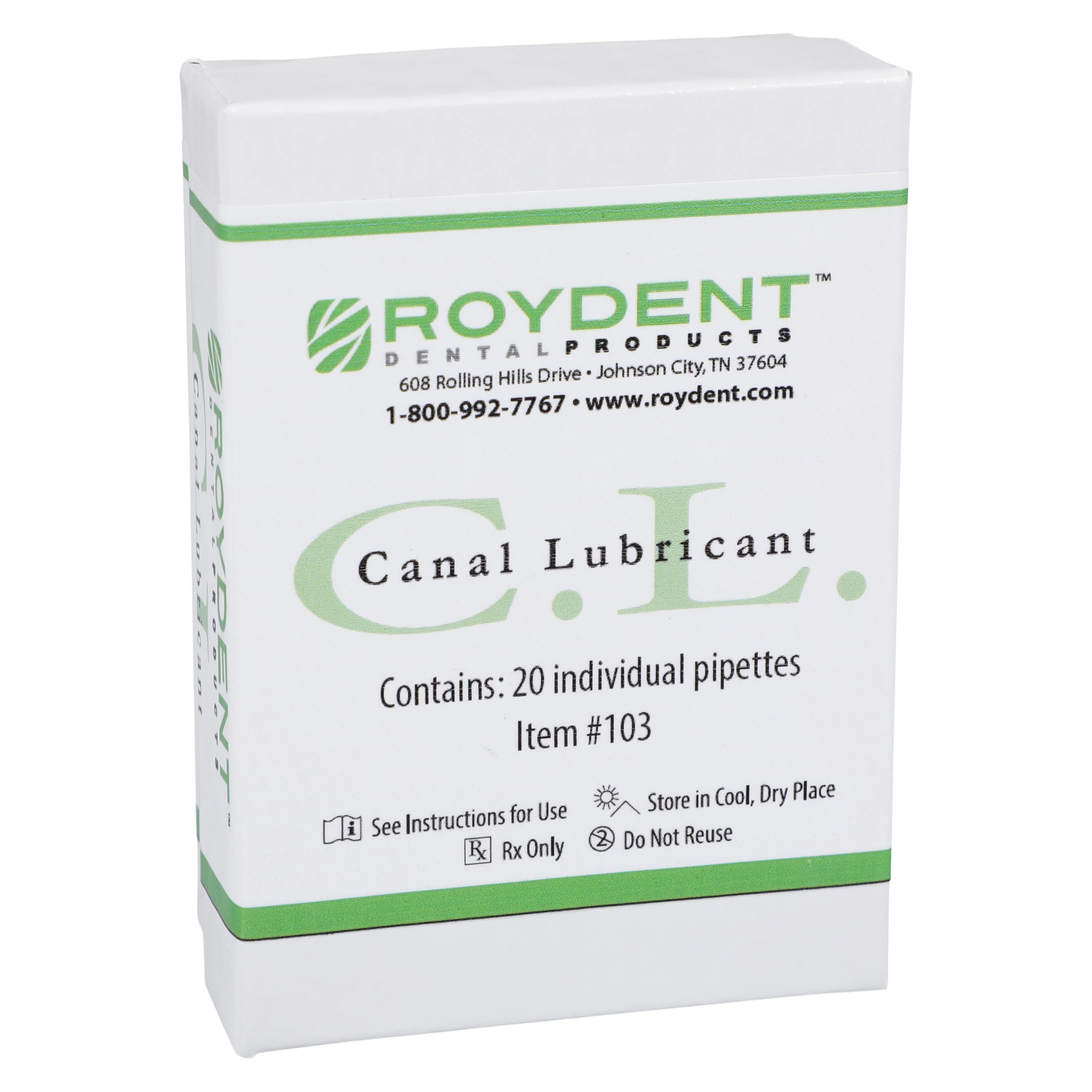 Roydent C.L. Canal Lubricant Pipettes, 17% EDTA with Glycerol, 2.5 mL, Pack of 20