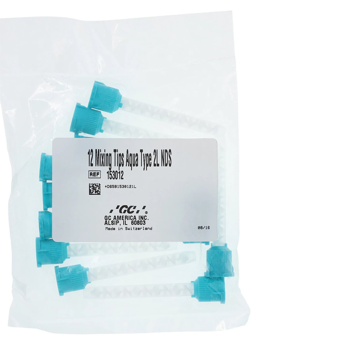 GC Reline Mixing Tips, Type 2L NDS, Aqua, 12/Pkg