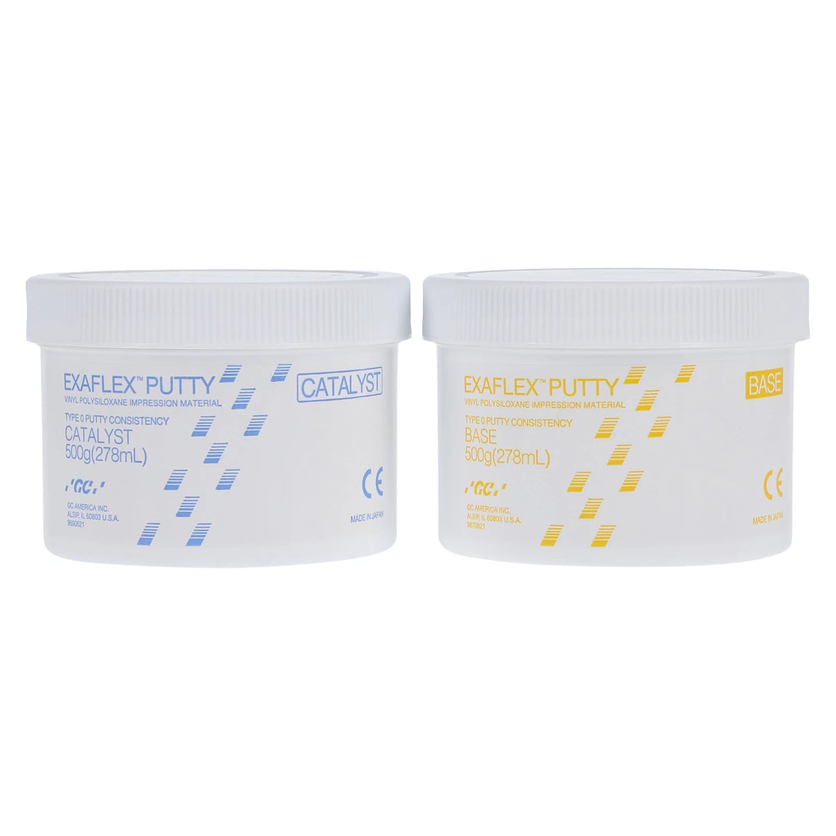 GC America Exaflex Putty VPS Impression Material, Clinic Package (5 Base + 5 Catalyst, 500 g Each), 138305