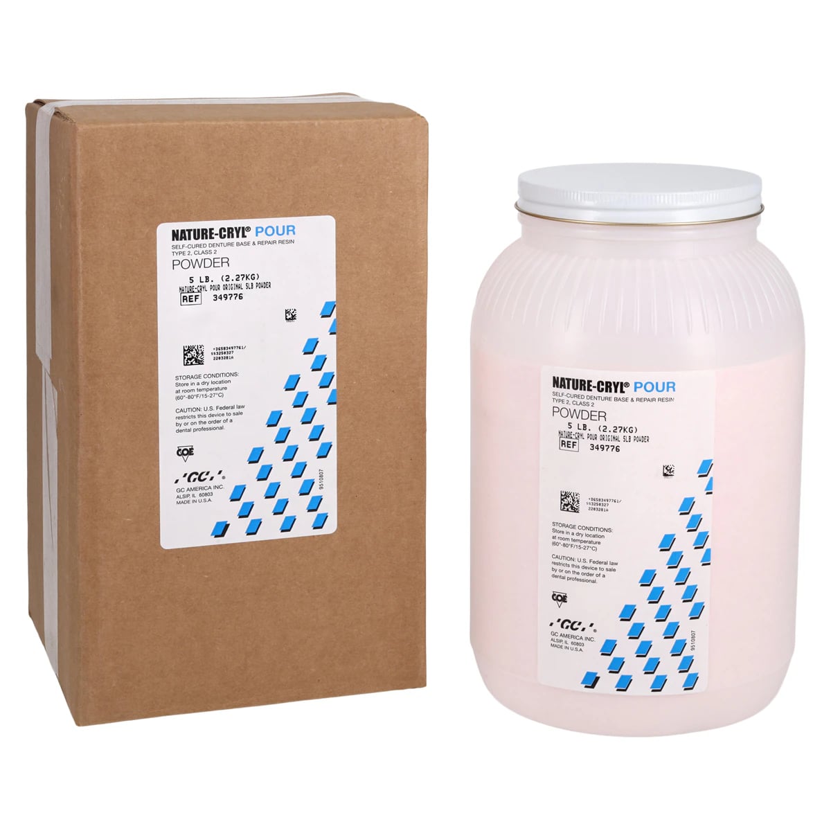GC America Nature-Cryl Pour Original Powder, 5 lb, Self-Curing Denture Base and Repair Resin