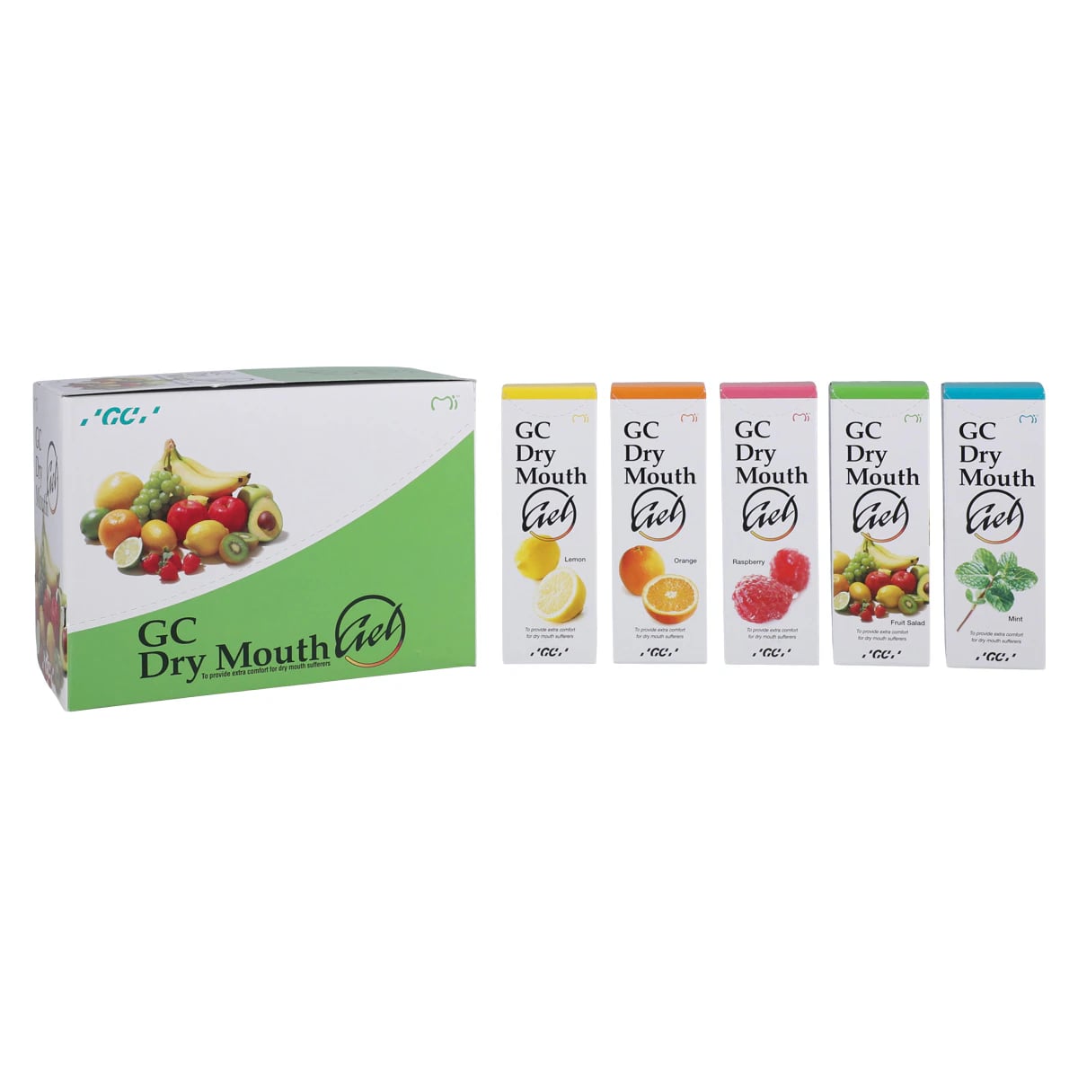 GC Dry Mouth Gel, Assorted Flavors, 40 g Tubes, 10/Box, 002526