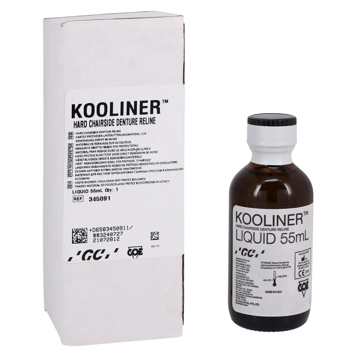 Kooliner Hard Denture Reline Material, Liquid Refill, 2 oz, 345091