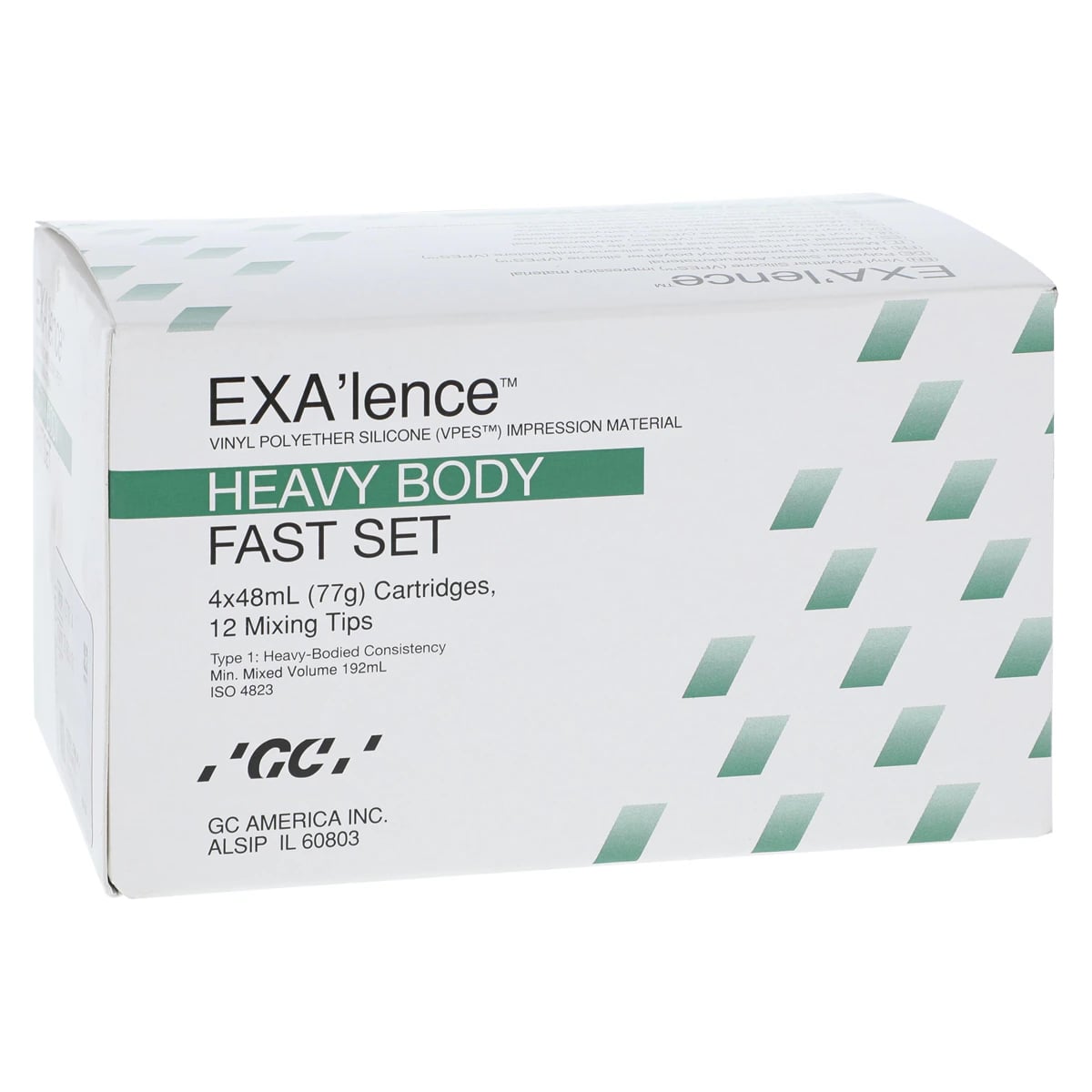 GC America EXA'lence VPES Impression Material, Heavy Body, Fast Set, 48 ml Cartridges, Refill with Tips, 4/Pkg, 137014