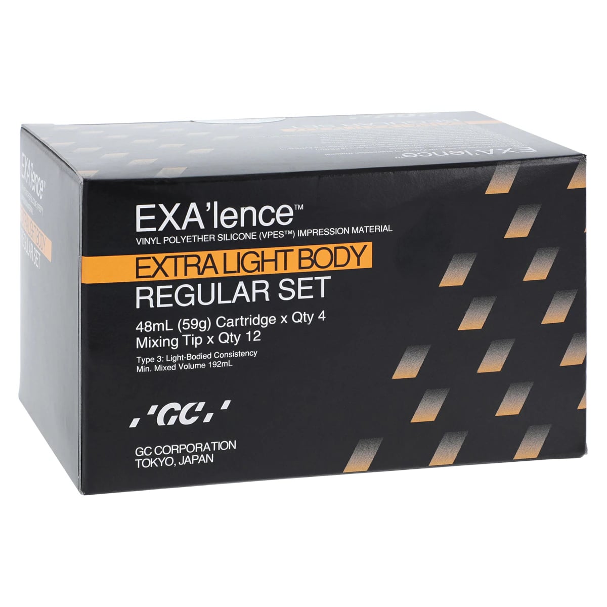 GC America EXA'lence VPES Impression Material Refill, Extra Light Body (Yellow), Regular Set, 48 mL Cartridges, 4/Pkg with 12 Mixing Tips, 137224