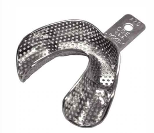 GC America COE Nickel-Plated Depressed Anterior Perforated Impression Tray, #A20 Large Lower Full-Arch, 3-3/16" W x 2-1/2" L x 3/4" D, 1/Pkg