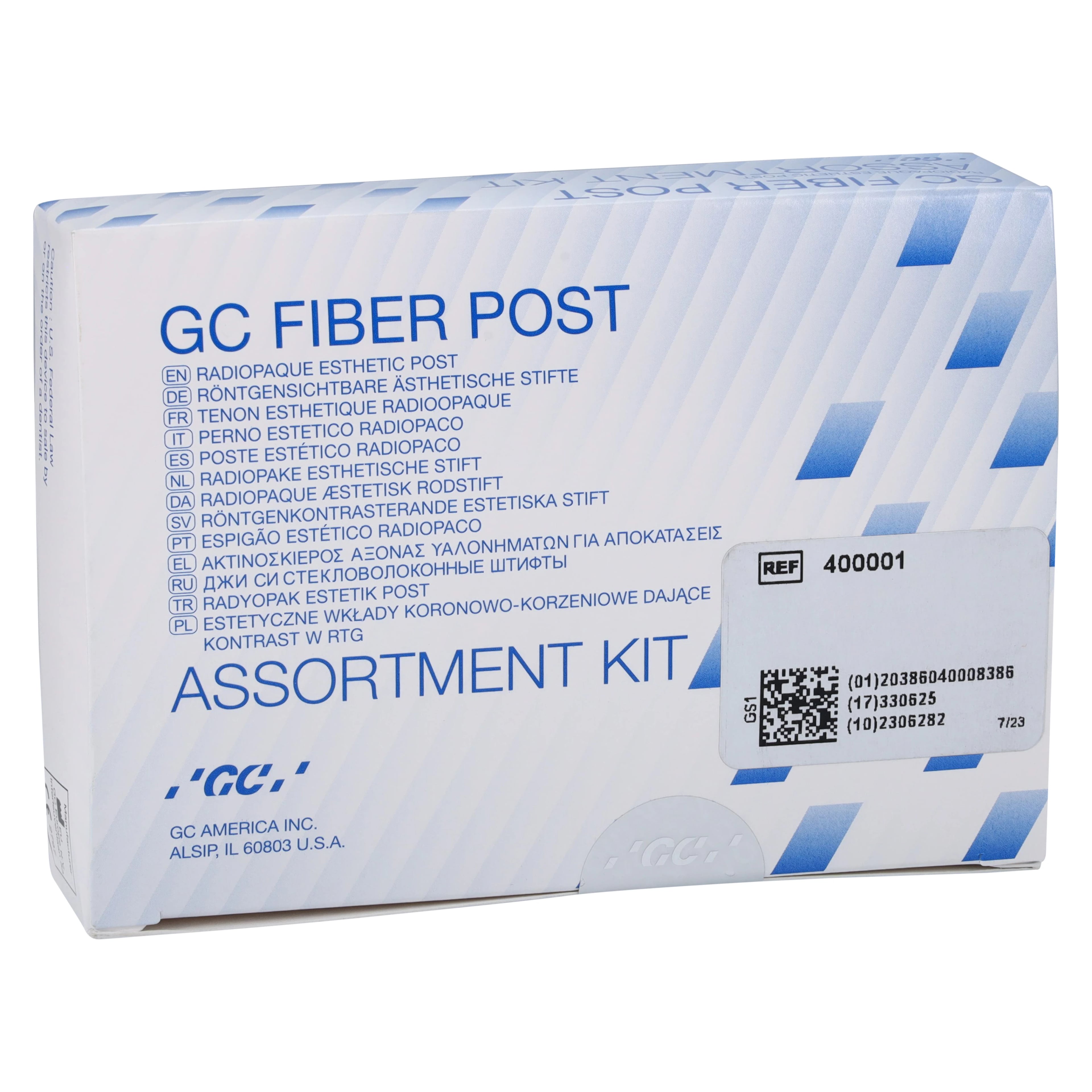 GC Fiber Post Assortment Kit, Radiopaque Esthetic Glass Fiber Posts with Drills, 15 Posts (5 each of 1.2mm, 1.4mm, 1.6mm) and 3 Drills, 400001