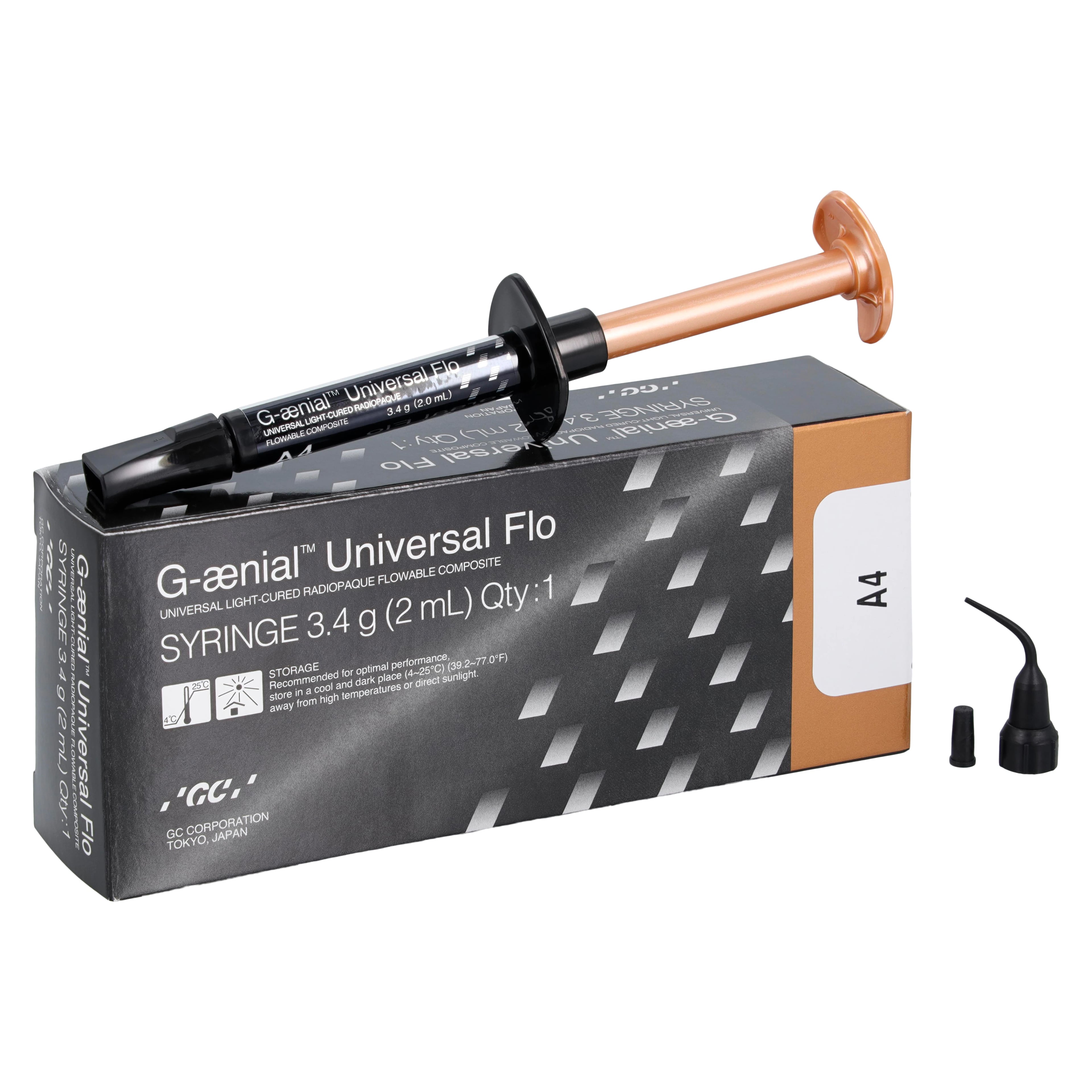 G-ænial™ Universal Flo Syringe Refill, Shade A4, 3.4 g, 1 Syringe with 20 Tips, 004206