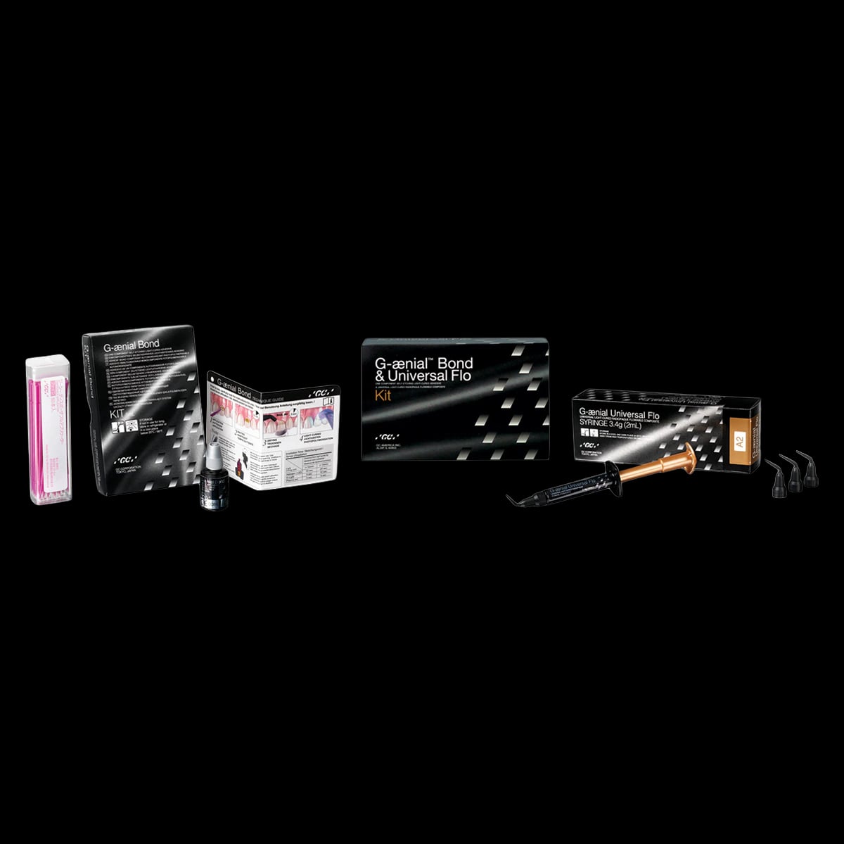 G-aenial Bond & Universal Flo Intro Kit, Self-Etch/Light-Cure, 5 mL Bond + 3.4 g A2 Flo Syringe, 400222