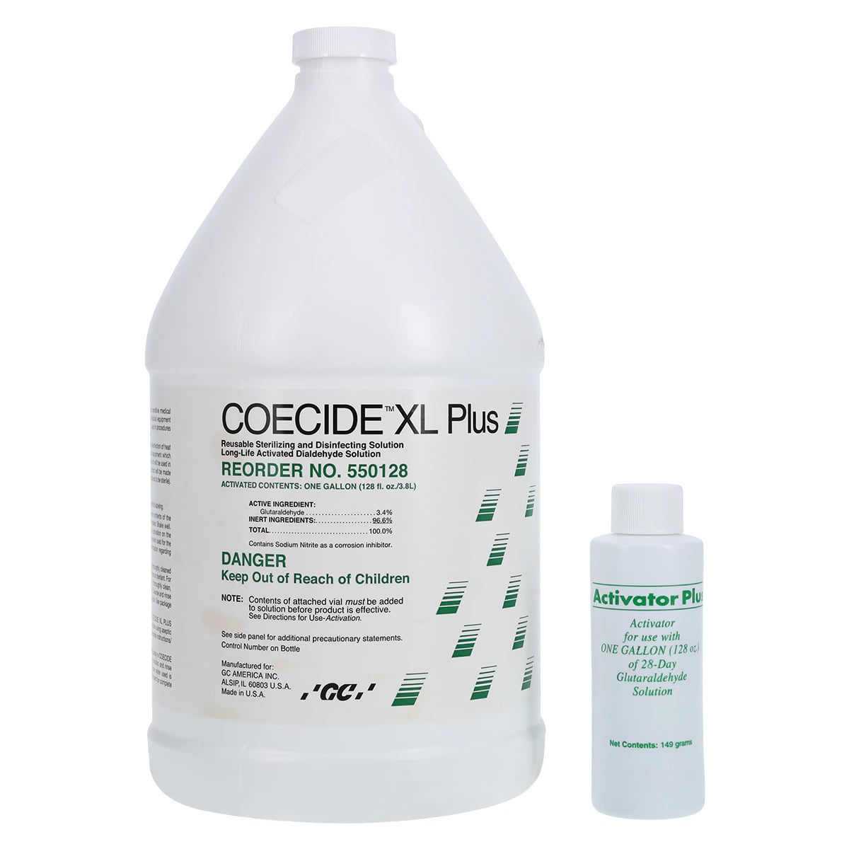 COECIDE XL Plus 3.4% Alkaline Glutaraldehyde Sterilizing & Disinfecting Solution, 1 Gallon Bottle with Activator (158 g), #550128