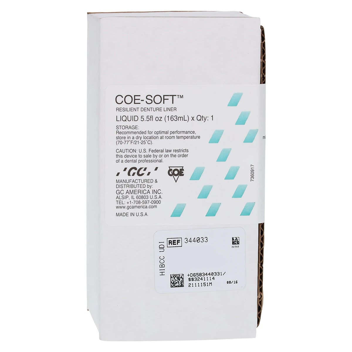 COE-SOFT Resilient Denture Reline Material, Liquid Refill, 5.5 oz (163 mL), Clear, 1/Bottle, #344033
