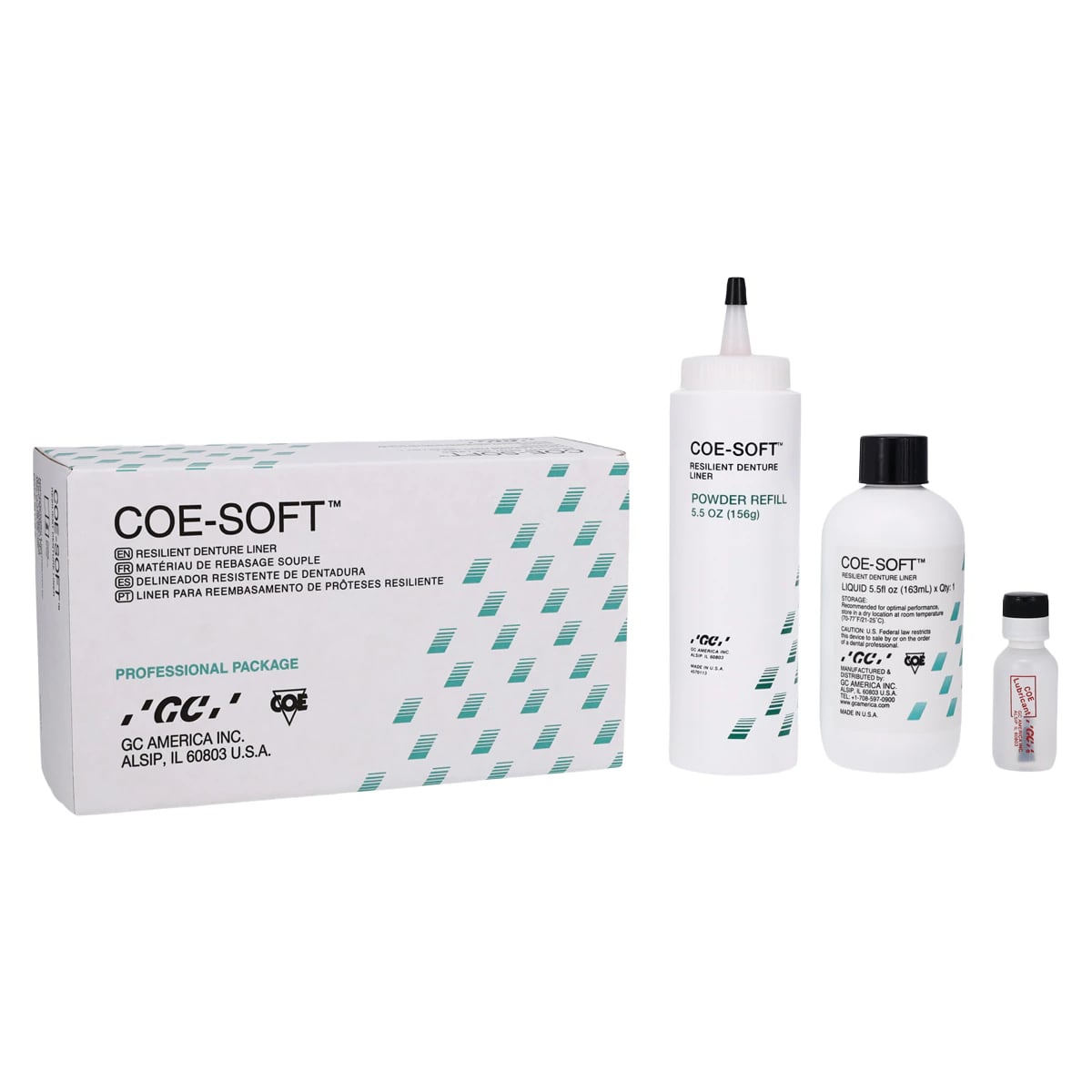 Coe-Soft Resilient Denture Liner Professional Package, Self-Cure, 5.5 oz Powder & 5.5 oz Liquid, 1/Pk, 344011