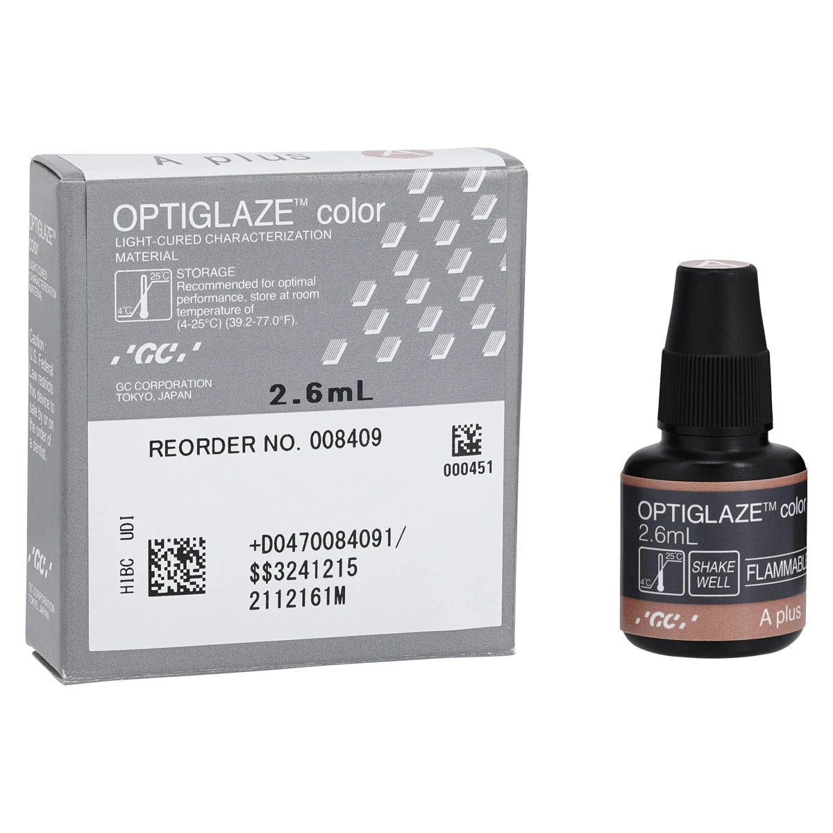 GC America OptiGlaze Color A Plus, Light-Cured Nano-Filled Resin Glaze, 2.6 mL Bottle, #8409