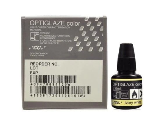 GC America OptiGlaze Color, Ivory White, 2.6 mL Bottle, #008413