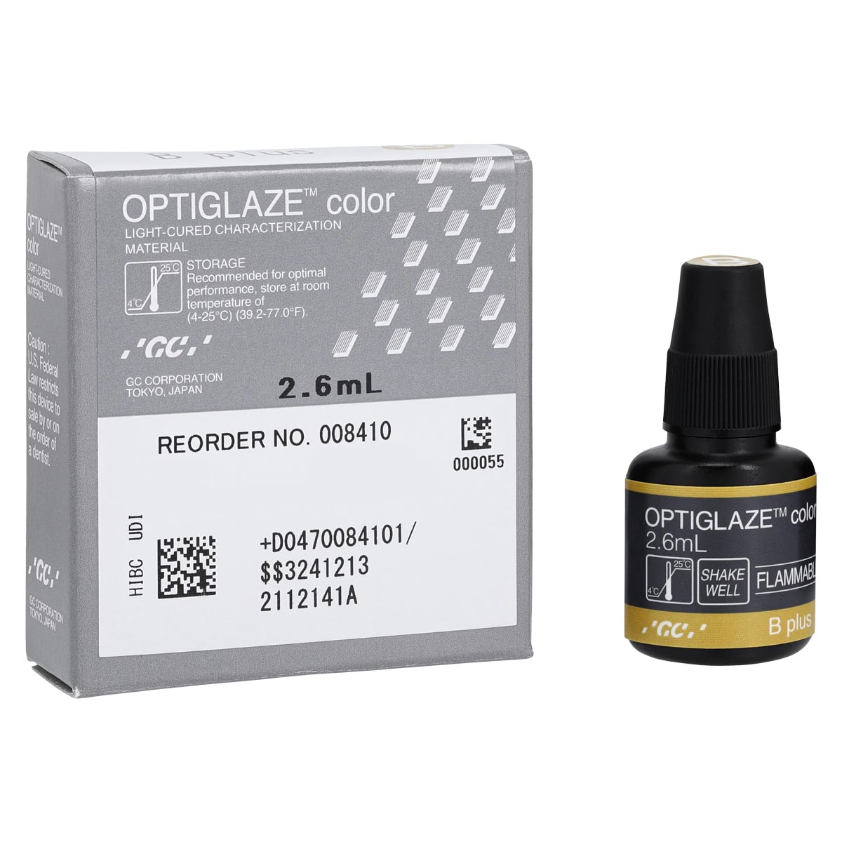 GC America OptiGlaze Color B Plus, Light-Cured Nano-Filled Resin Glaze, 2.6 mL Bottle, #8410