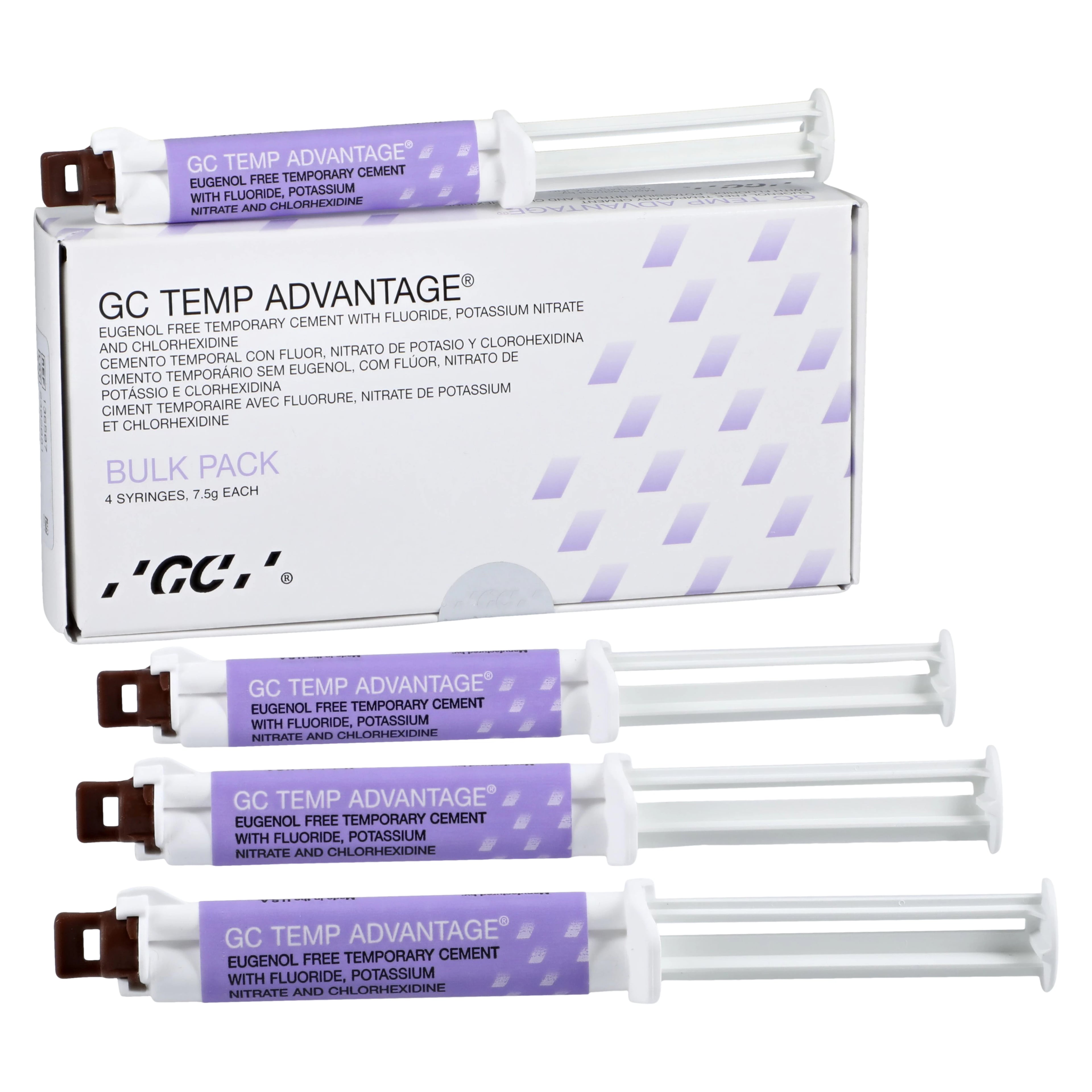 GC Temp Advantage Temporary Cement, Eugenol-Free Zinc Oxide, Bulk Pack of 4 Syringes (7.5 g each), 136507
