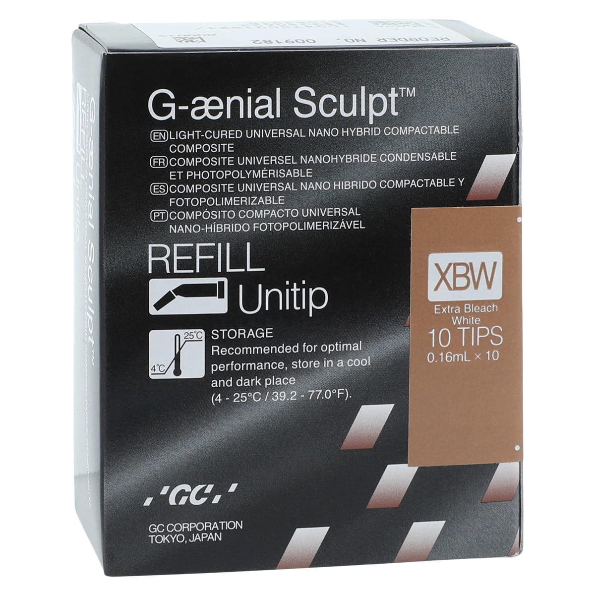 G-aenial Sculpt Universal Composite Unitip Refill, Shade XBW Extra Bleach White, 0.16 mL Tips, 10/Box, 009182
