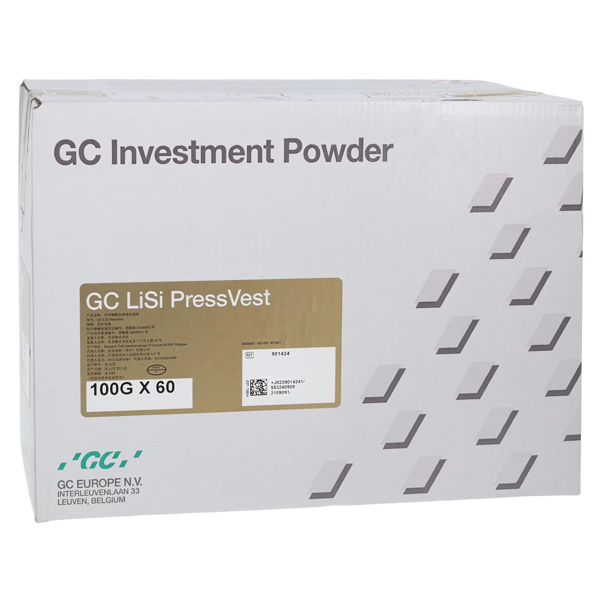 GC LiSi PressVest Phosphate-Bonded Investment Powder for Press Ceramics, 100g Packages, 60/Case, 901424