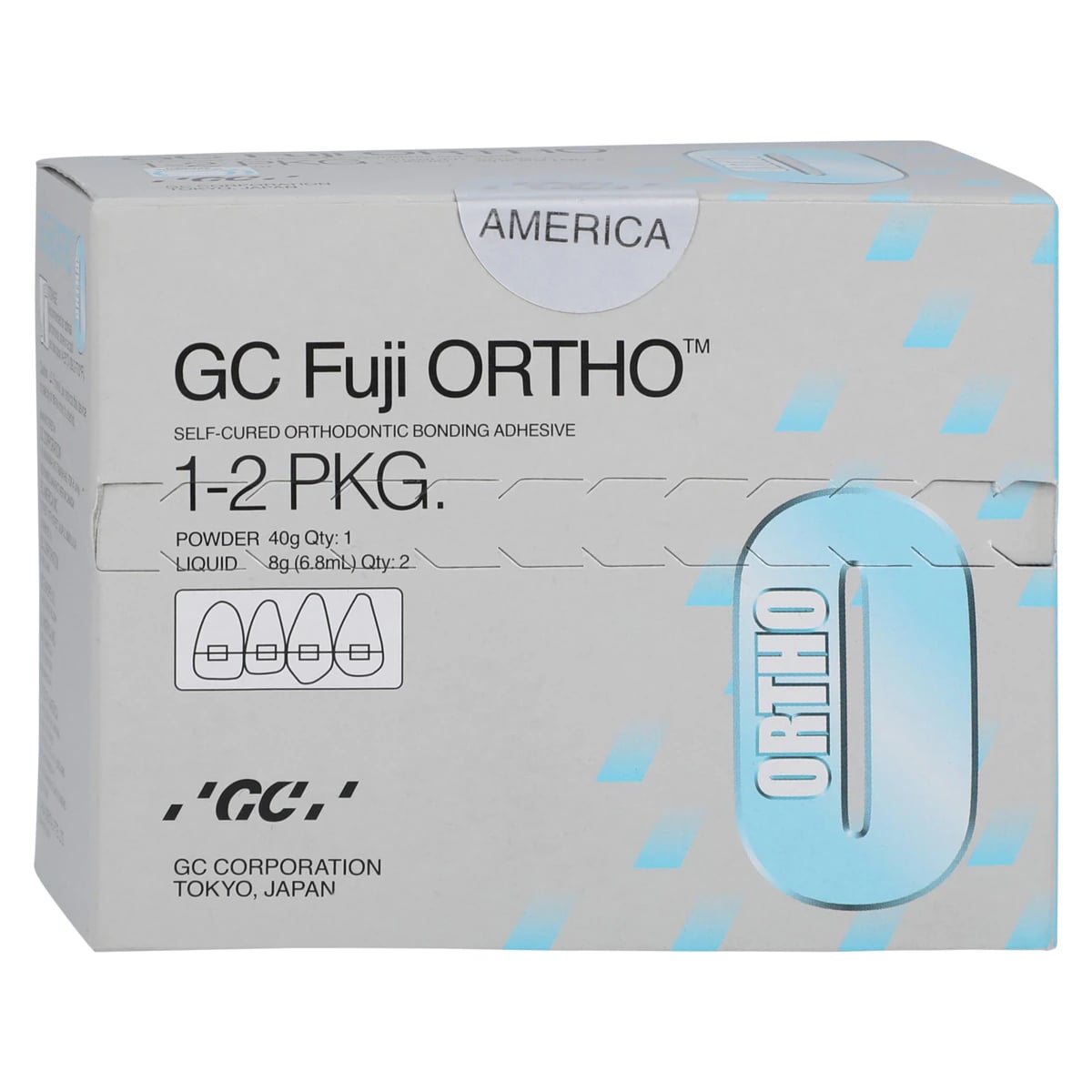 GC Fuji ORTHO Self-Cured Resin-Reinforced Glass Ionomer Orthodontic Cement, Standard Package (40 g Powder + 2 x 6.7 mL Liquid), 439503