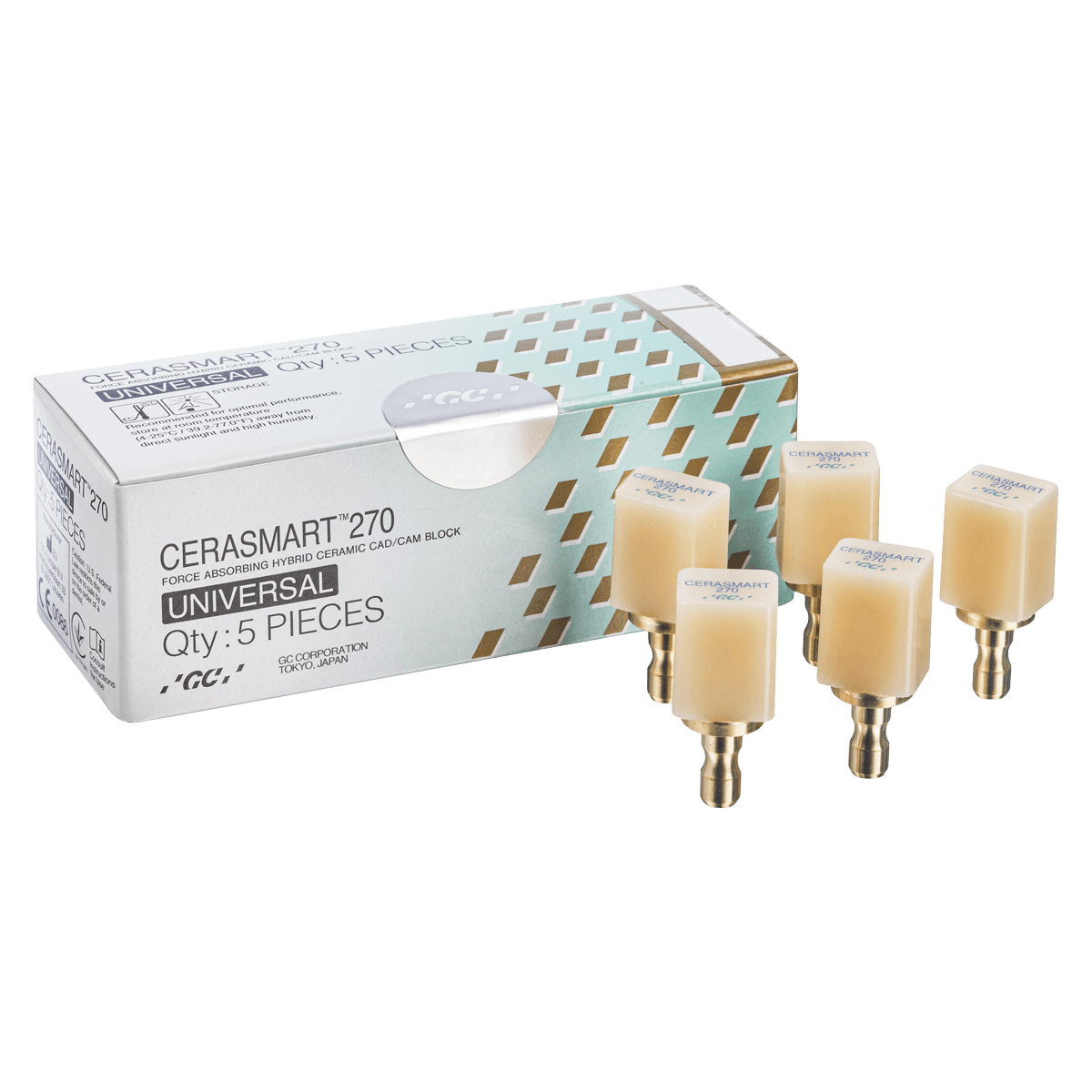 CERASMART 270 LT Universal Milling Blocks, Size 14, Shade Bleach, 5/Box