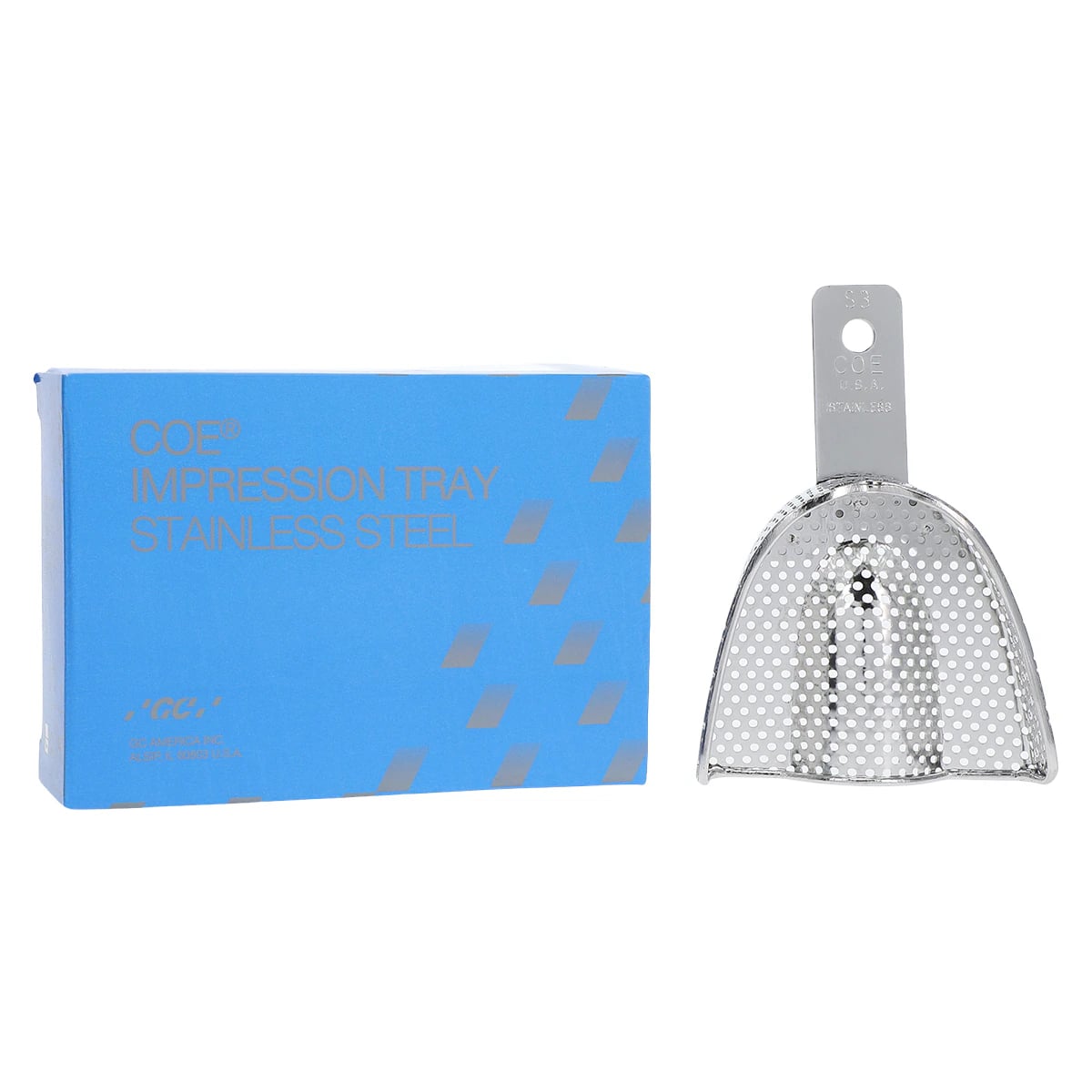 COE Stainless Steel Perforated Impression Tray, #S3 Medium-Large Upper, Full-Arch, 1 Each, 264031