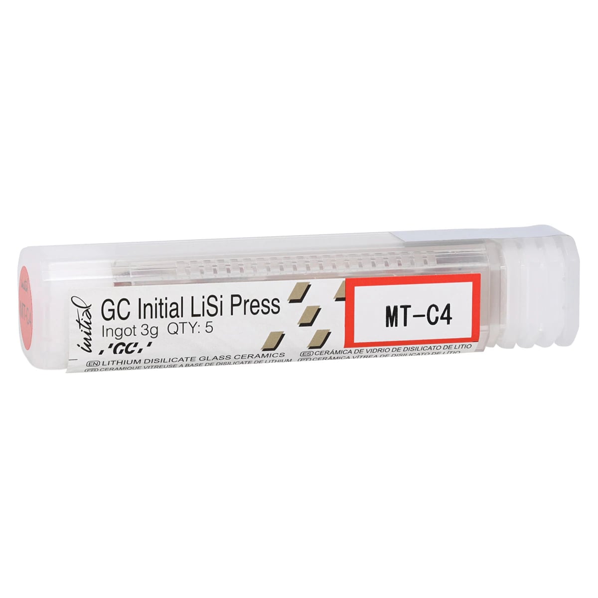 GC Initial LiSi Press Lithium Disilicate Pressable Ceramic Ingot, Shade MT-C4, 3g, 5/Pk