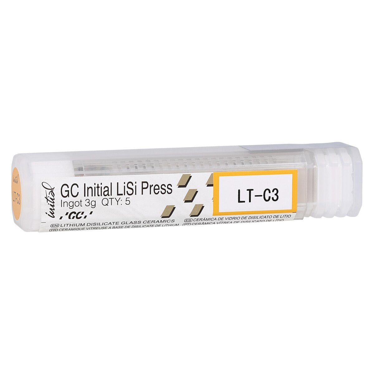 GC Initial LiSi Press Lithium Disilicate Pressable Ceramic Ingot, Shade LT-C3, 3g, 5/Pk
