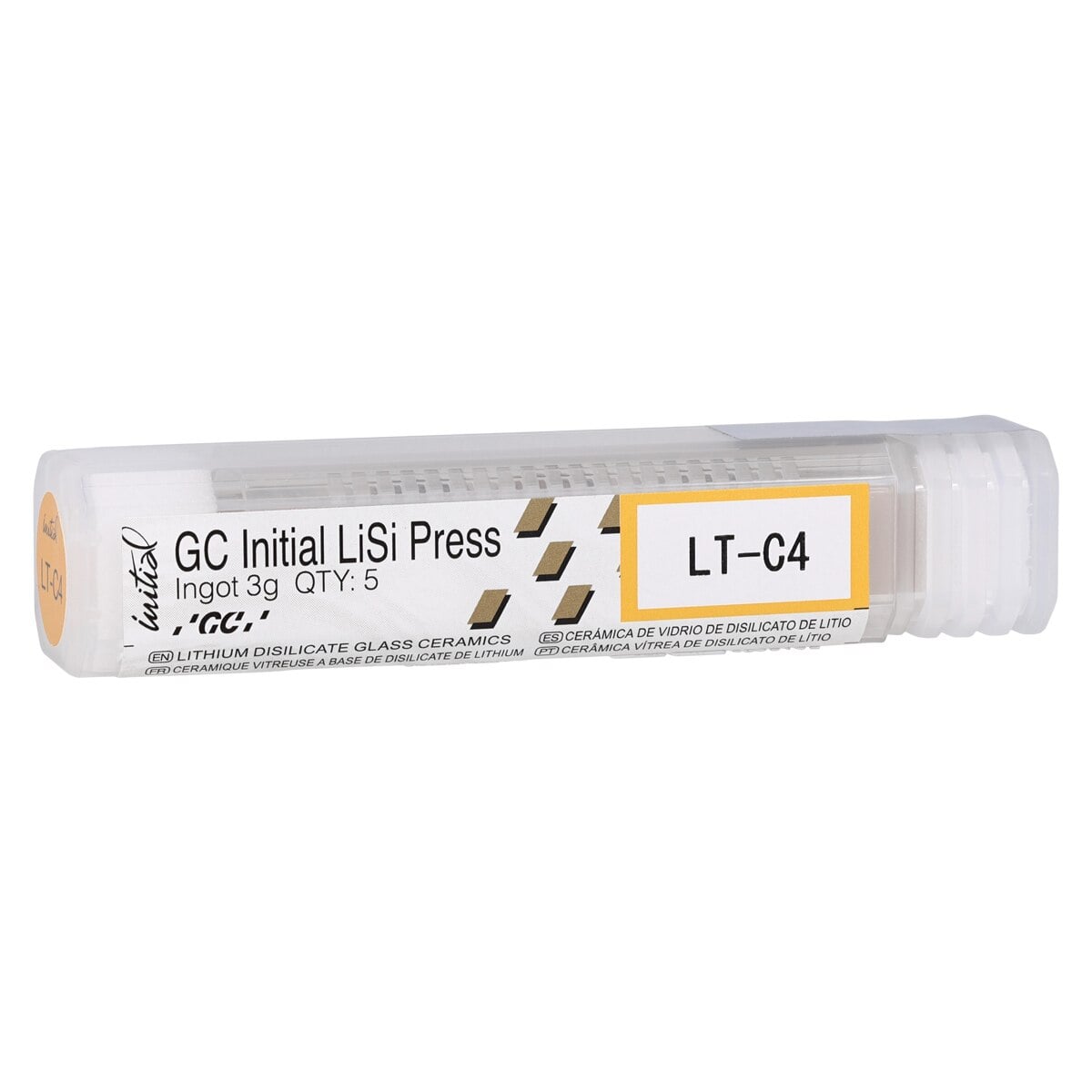 GC Initial LiSi Press Lithium Disilicate Pressable Ceramic Ingot, Shade LT-C4, 3g, Pack of 5