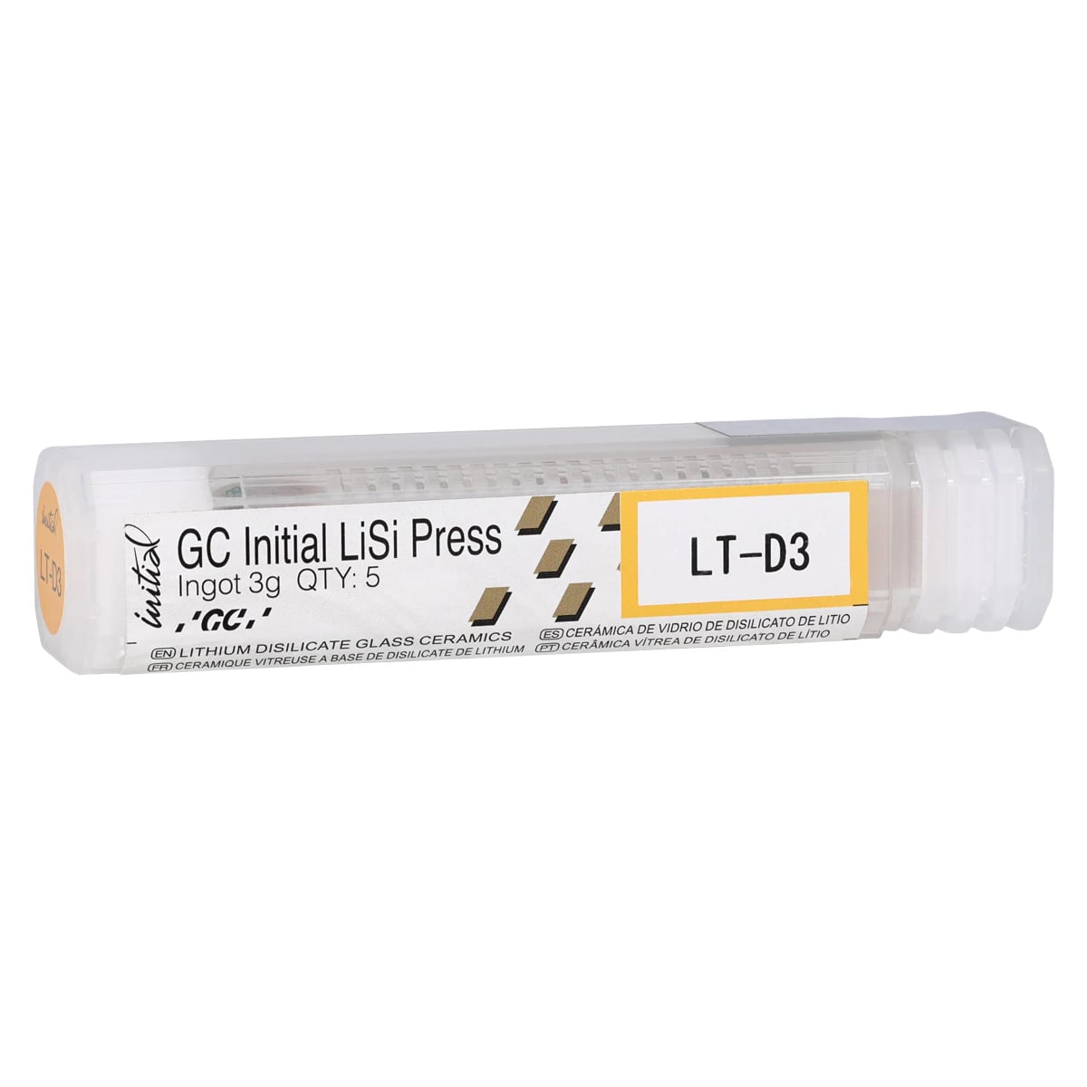 GC Initial LiSi Press Lithium Disilicate Pressable Ceramic Ingot, Shade LT-D3, 3g, 5/Pk