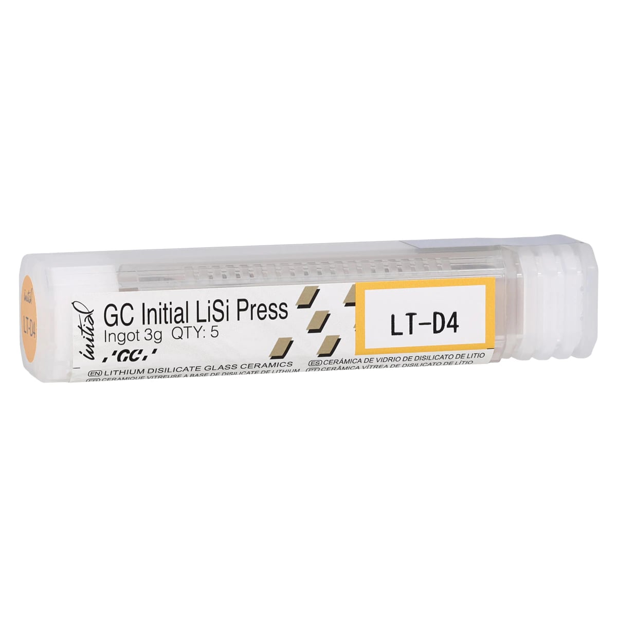 GC Initial LiSi Press Lithium Disilicate Pressable Ceramic Ingot, Shade LT-D4, 3g, 5/Pk