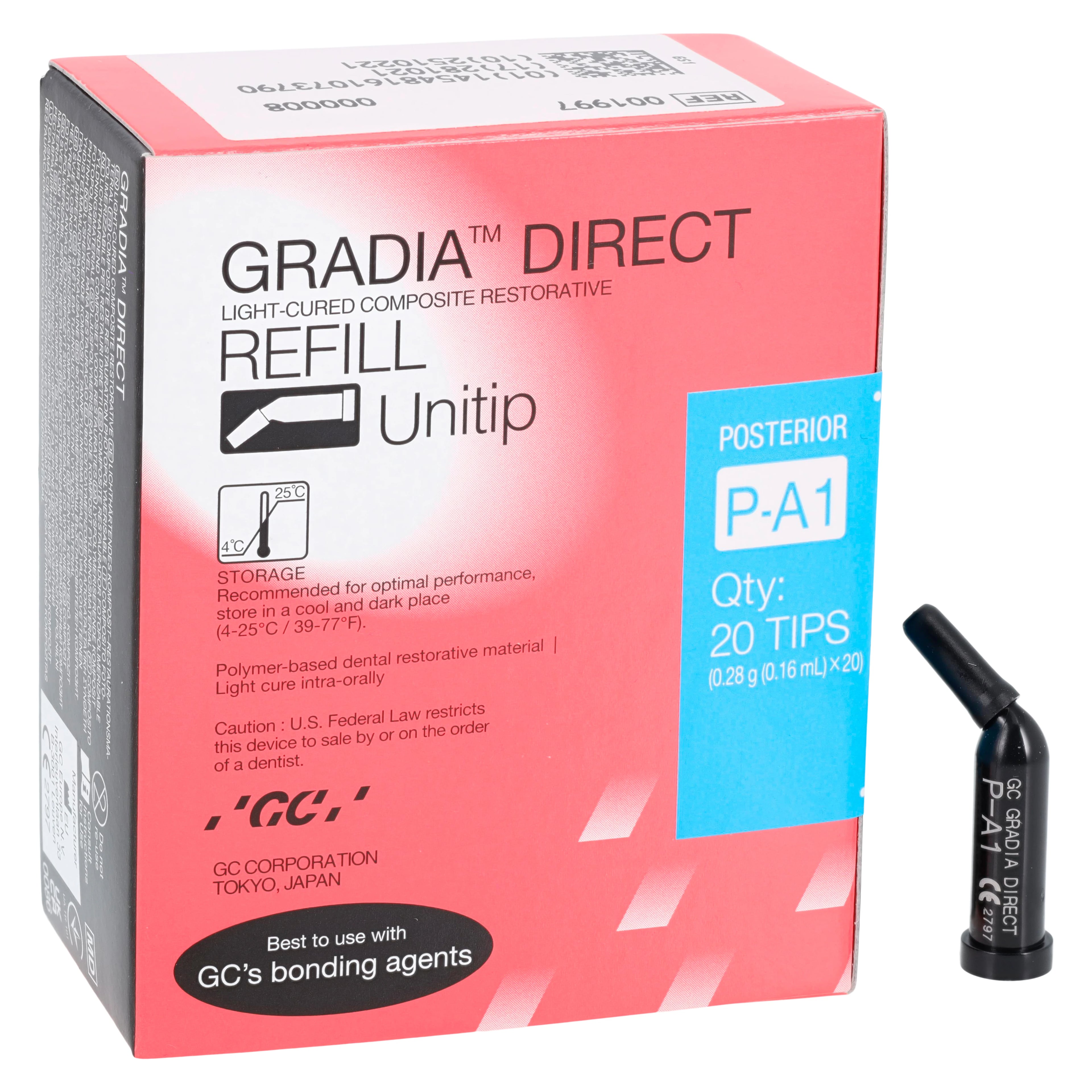 Gradia Direct Micro-Filled Hybrid Resin Composite Unitip Refill, Shade P-A1, 0.16 ml, 20/Box, #001997