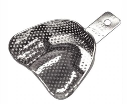 GC America COE Nickel-Plated Depressed Anterior Perforated Impression Tray, #A1 Upper (Large), 3-3/16" W x 2-5/8" L x 3/4" D, 1 Each