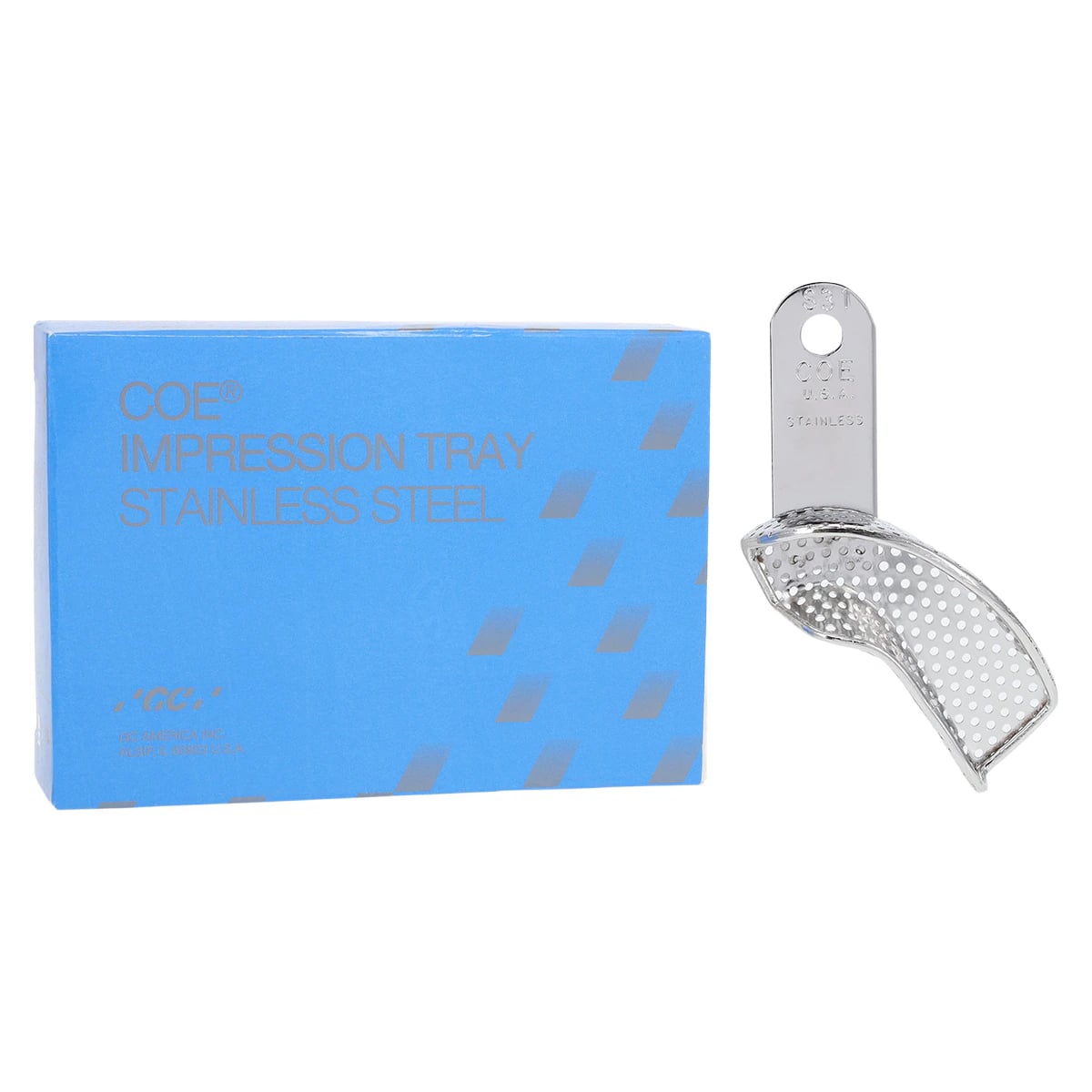 COE Stainless Steel Partial Perforated Impression Tray #S31, Upper Right/Lower Left, Each (GC #264311)