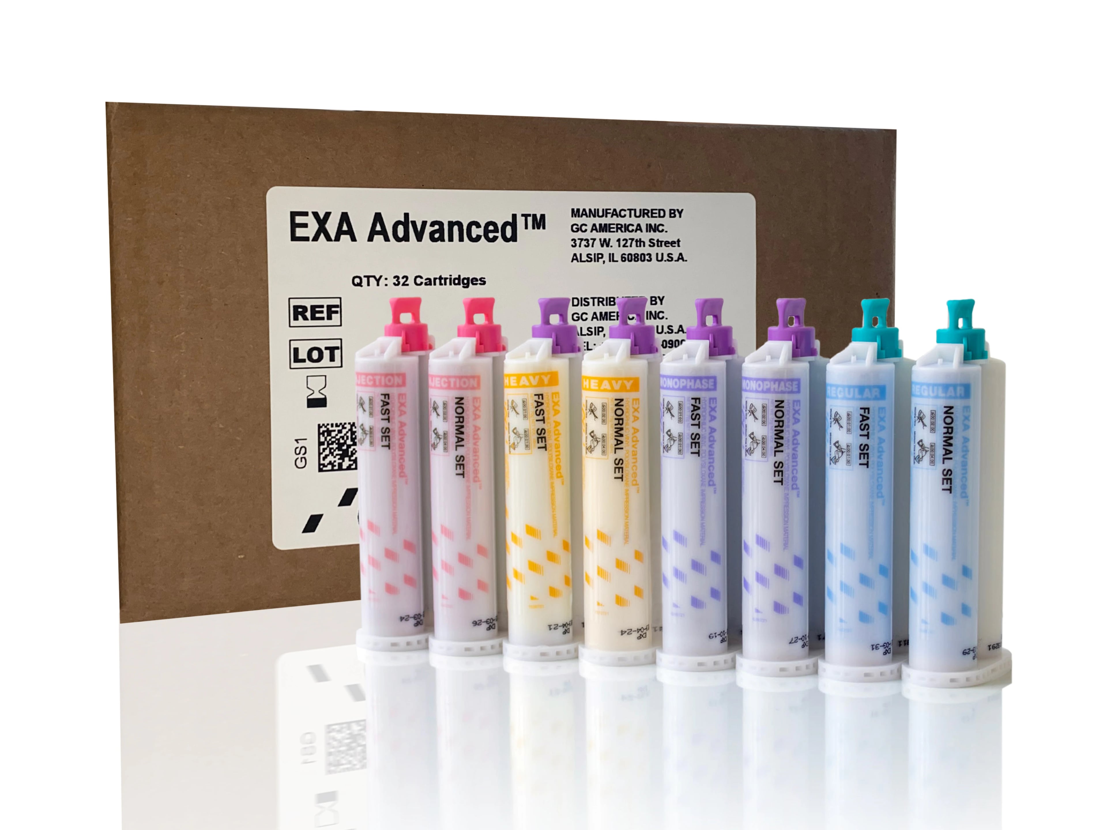 GC America EXA Advanced VPS Impression Material, Mono Normal Set, 48 mL Cartridges, 32/Pkg, 139126